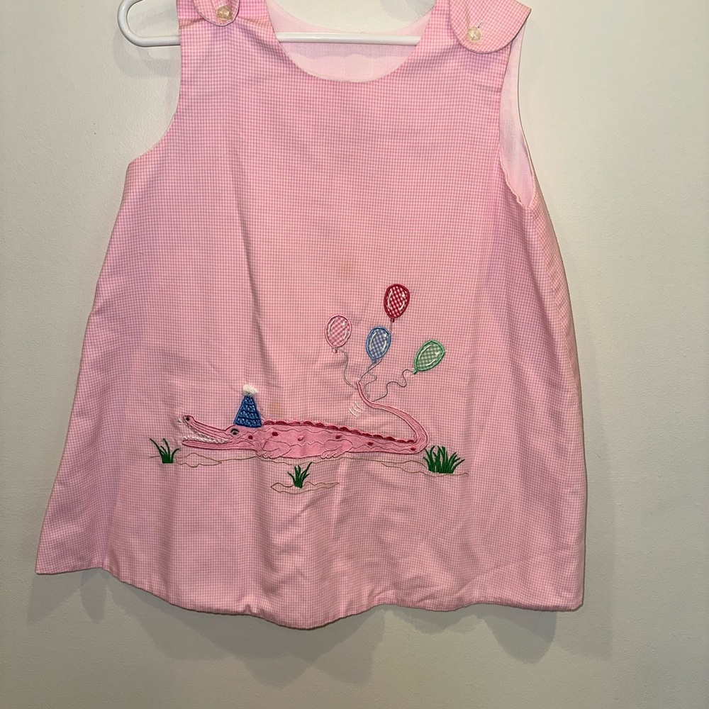Pink Sleeveless Dress with Crocodile and Balloons